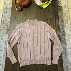Women's Mauve Cable Knit Turtleneck Sweater